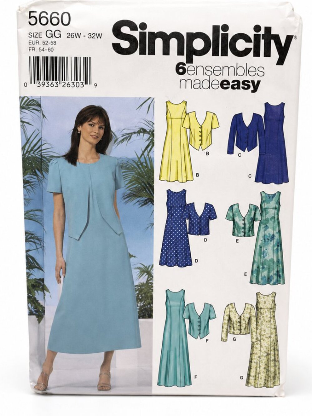 Simplicity 5660 Vintage Dress & Jacket Sewing Pattern – Size GG 26W–32W